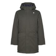 K-Way Grön Nylon Trenchcoat med Huva Green, Herr