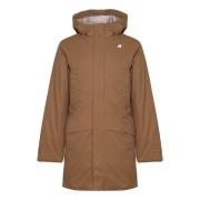 K-Way Brun Nylon Trenchcoat med Huva Brown, Herr