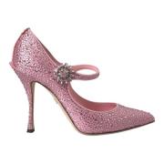 Dolce & Gabbana Rosa Kristall Häl Pumps Skor Pink, Dam