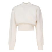 Jacquemus Beige Logo Sweater Crop Fit Beige, Dam