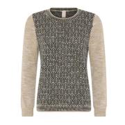 Skovhuus Casual Jaquard Pullover Blus Duv Beige Black, Dam