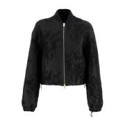 Fabiana Filippi Elegant Bomberjacka med Jacquard Boucl Tyg Black, Dam