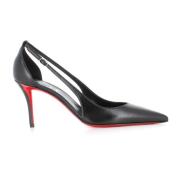 Christian Louboutin Svart Häl Skuren Läder Pump Black, Dam