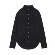 Anine Bing Svart Linneskjorta - Oversized Box Fit Black, Dam