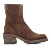 Pantanetti Bruna Mocka Ankelboots Med Dragkedja Brown, Dam