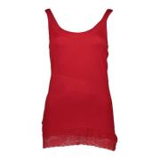 Silvian Heach Röd Spets Tank Top med Logo Red, Dam