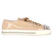 Miu Miu Pre-owned Pre-owned Laeder sneakers Beige, Dam