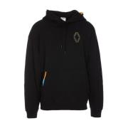 Marcelo Burlon Svart Hoodie med Grafiskt Tryck Black, Herr