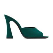 Saint Laurent Snygga Mules för Modemedvetna Kvinnor Green, Dam