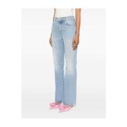 Balmain Ljusblå Denim Flare Jeans Blue, Dam