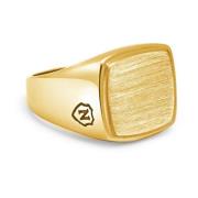 Nialaya Mens Gold Plated Signet Ring with Brushed Steel Yellow, Herr