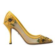 Dolce & Gabbana Gul Solros Mesh Klackar Pumps Skor Yellow, Dam