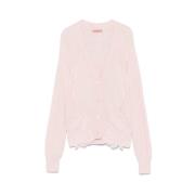 Ermanno Scervino Rosa Blommig Broderad Kofta Pink, Dam