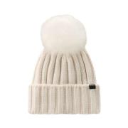 Woolrich Kashmir Pom Pom Beanie Milky Cream White, Dam