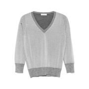 Le Tricot Perugia Silver Lurex Ulltröja Gray, Dam