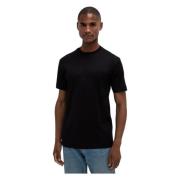 Valenza Svart Glänsande T-shirt med Rund Hals Black, Herr