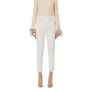 Elisabetta Franchi Capri Byxor med Nitdetalj Beige, Dam