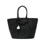 Balenciaga Svart läder tote väska med nitar detaljer Black, Dam