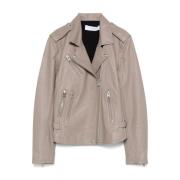 IRO Beige Lamm Skinn Bikerjacka Beige, Dam