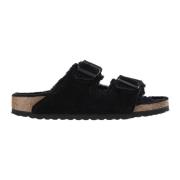 Birkenstock Shearling Svarta Sandaler Justerbara Remmar Kork Black, Da...