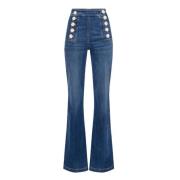 Elisabetta Franchi Vintage Blå Palazzo Jeans Blue, Dam