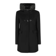 Fay Nylon Toggle Coat Dubbelknäppt Fram Black, Dam