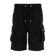 Balmain Svarta bomullsbarmuda shorts Black, Herr