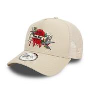 New Era Beige Dripping Rose Trucker Hat Beige, Herr