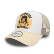 New Era Beige Los Angeles Grafisk Print Trucker Hatt Multicolor, Herr