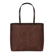 Etro Ikonisk Paisley Jacquard Shoppingväska Brown, Dam