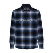 Woolrich Blått Logoskjorta för Män Blue, Herr