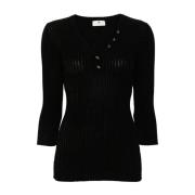 Elisabetta Franchi Stilren Stickad Topp Black, Dam