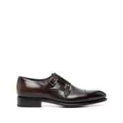 Santoni Brun Monk Strap Läder Sandaler Brown, Herr