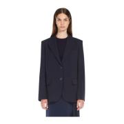 Max Mara Weekend Blå Jersey Blazer med Maskulin Inspiration Blue, Dam