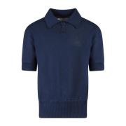 Maison Margiela Ullblandad Polo Tröja Blue, Herr