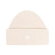 Acne Studios Beige Small Face Logo Beanie Beige, Unisex