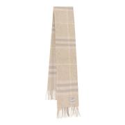 Burberry Lyxigt Cashmere Scarf med Fransade Profiler Beige, Dam