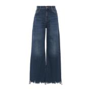 Chloé Blå Cropped Jeans med Rå Kant Blue, Dam