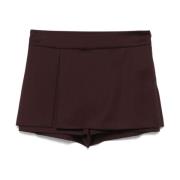 Pinko Bordeaux Ullblandning Twill Shorts Red, Dam