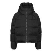 Tommy Hilfiger Svart Vadderad Huva med Dragkedja Jacka Black, Dam