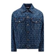 Valentino Denimjacka med Toile Iconographe Motiv Blue, Herr