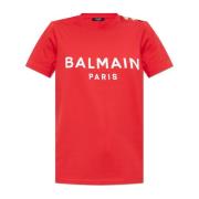 Balmain T-shirt med tryckt logotyp Red, Dam