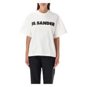 Jil Sander Vit Logo T-shirt Oversized Passform White, Dam