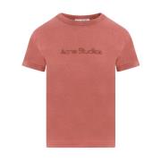 Acne Studios Logotyp Bomull T-shirt i Rost Röd Red, Dam