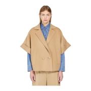 Max Mara Weekend Kort dubbelknäppt ullrock Beige, Dam