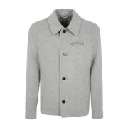 Versace Solid Ull Blouson med Broderi Gray, Herr