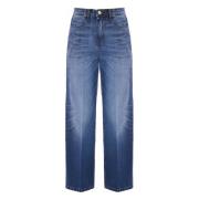 Kocca Stone-washed wide leg jeans med slits Blue, Dam