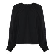 Kocca Blus med draperade ärmar Black, Dam