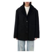 Loulou Studio Shearling Kappa Svart Aw24 Black, Dam