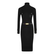 Elisabetta Franchi Midi Bältesklänning Black, Dam